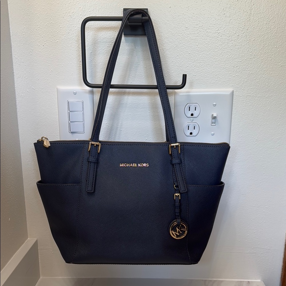 Michael Kors Blue Saffiano Leather Tote